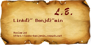 Linkó Benjámin névjegykártya